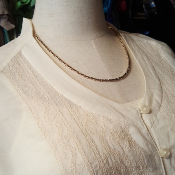 J.JILL ♡ Vintage Elegant Sheer Ivory Intricate Detailed Embroidery Blouse XS - Picture 13 of 17